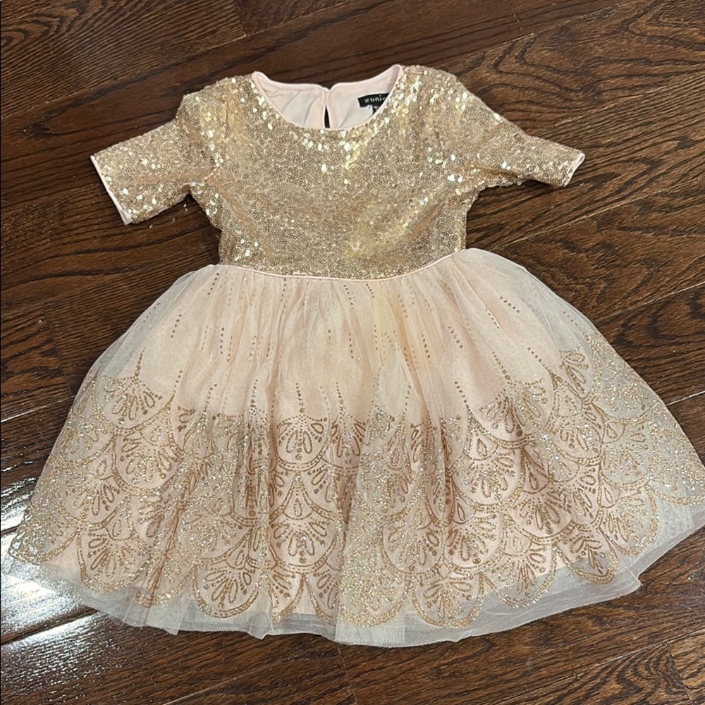 Zunie Gold and Cream Sequin Dress